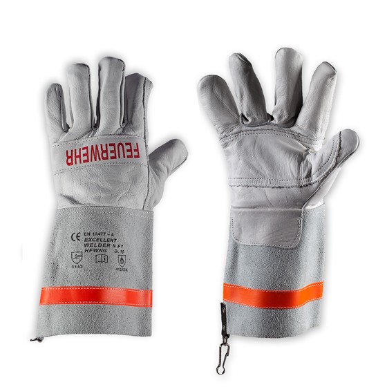 Handschuh Feuerwehr, Spezial mit Ring und Karabinerhaken